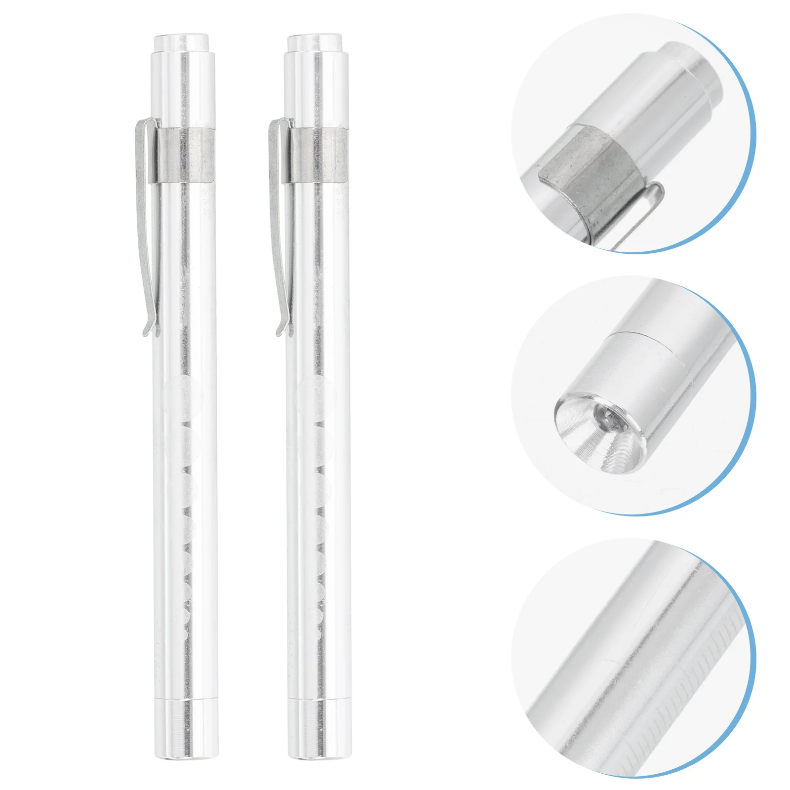 

2 Pcs Pupil Lights LED Medical Pen Aluminum Alloy Oral Checking Clinic Lamp Nurse