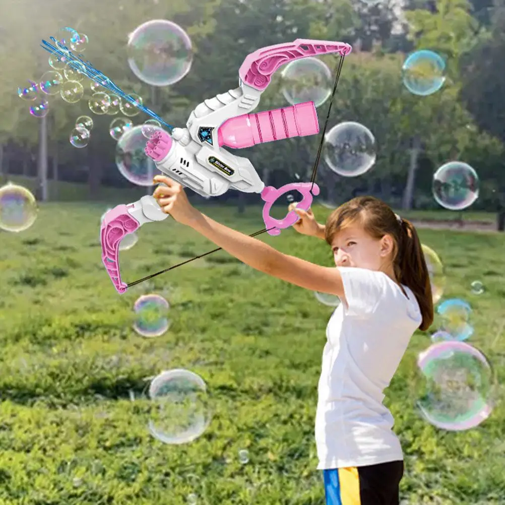 

2024New 2 In 1 Electric Automatic Bow and Arrow Bubble Machine Gatling Bubble Soap Water Gun for Kids Summer Outdoor Toys Gifts