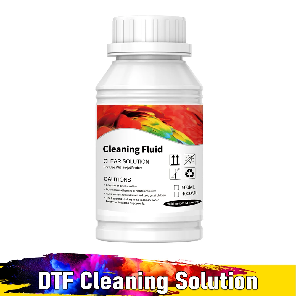 500ML DTF 클리닝 솔루션 (DTF 프린터 프린트 헤드용 DTF 잉크 클리너, R1390 L1800 XP600 DX5 4720 I3200 DTF 프린팅 머신용)