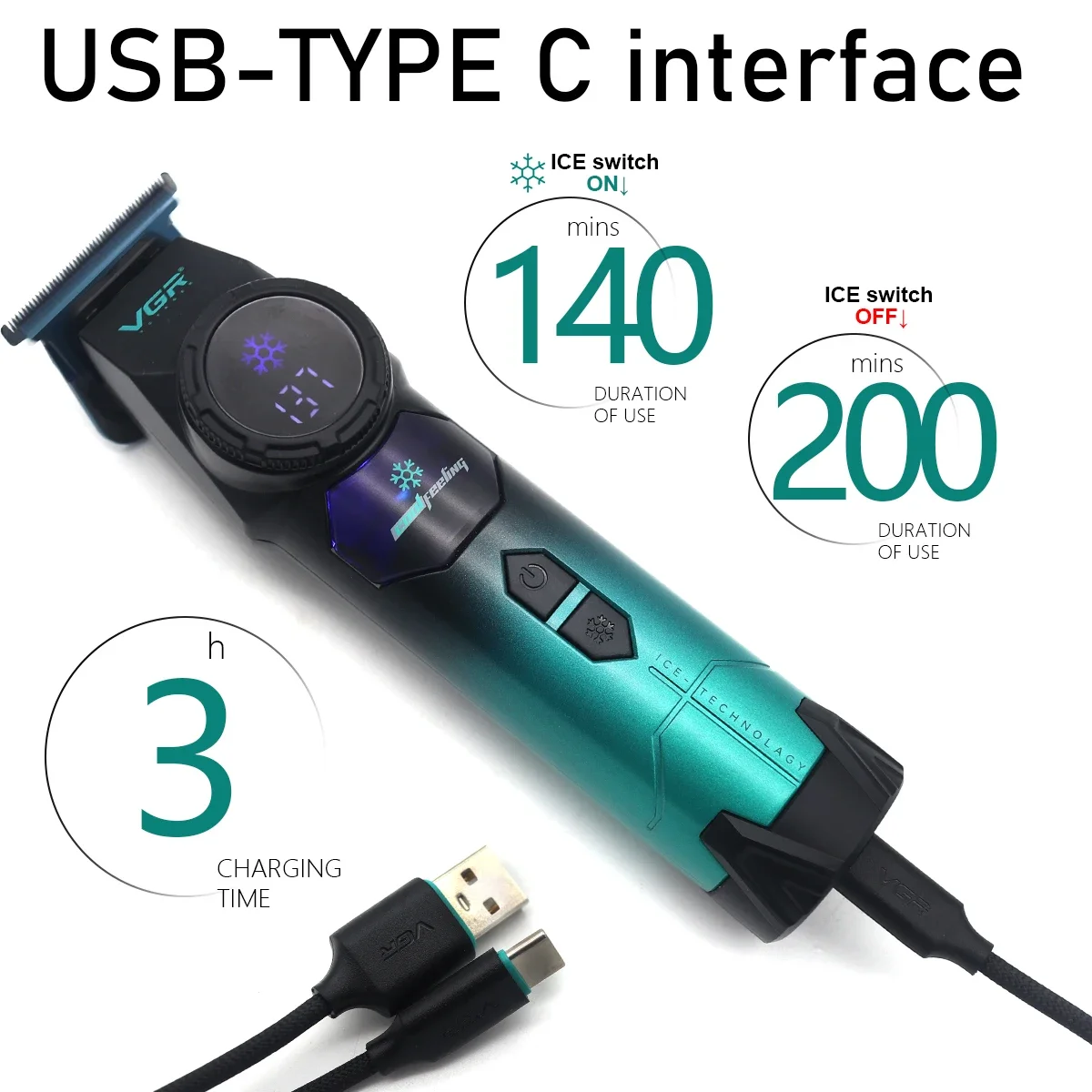 ماكينة تشذيب الشعر VGR V-946 DLC T Blade 8000 دورة...