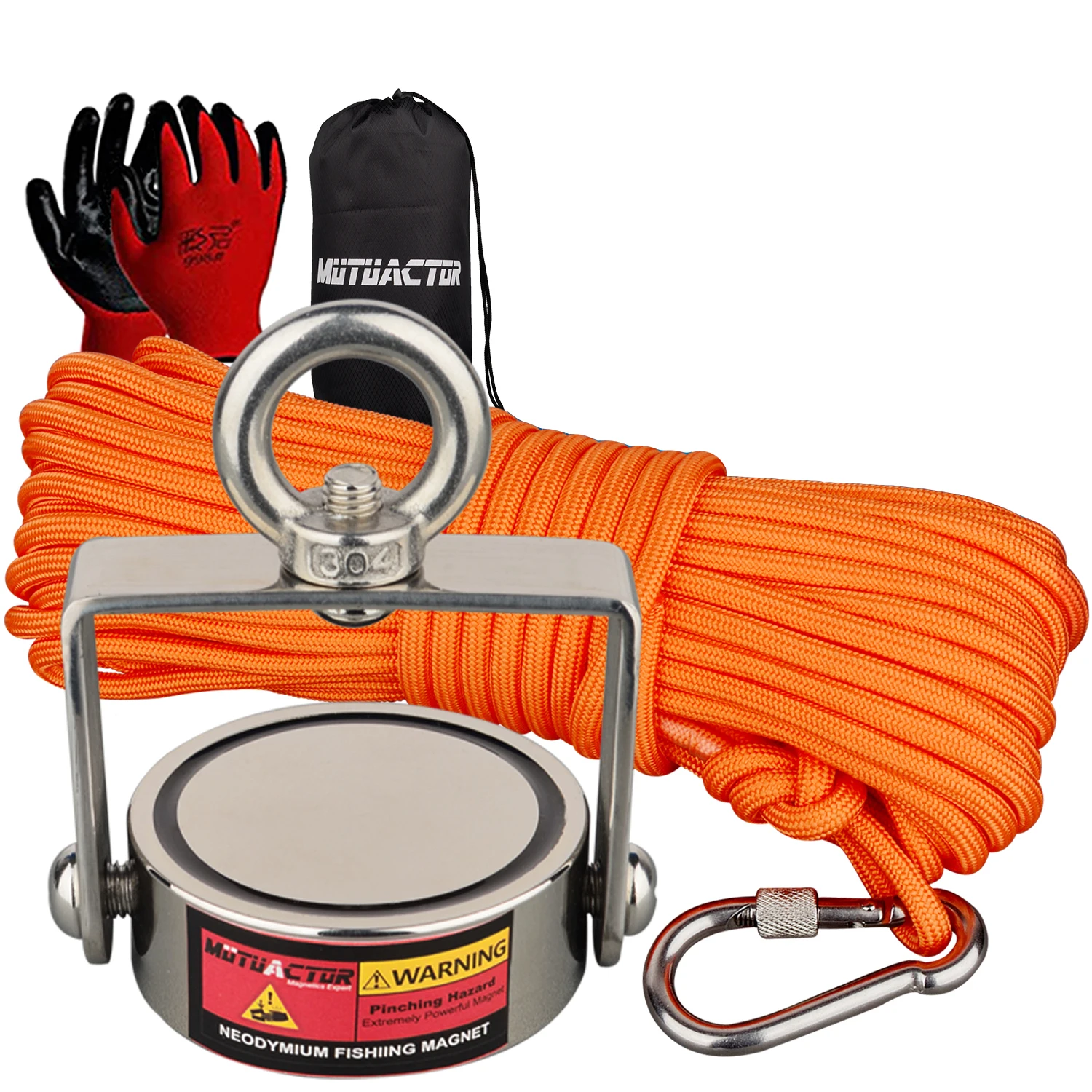 หมุนได้ 200 กก.N52 ตกปลาแม่เหล็กชุดคู่ด้านข้างดึงดูด 20M เชือก 304 Eyebolt M10 ผจญภัยกลางแจ้งตลกกีฬาของขวัญ 1