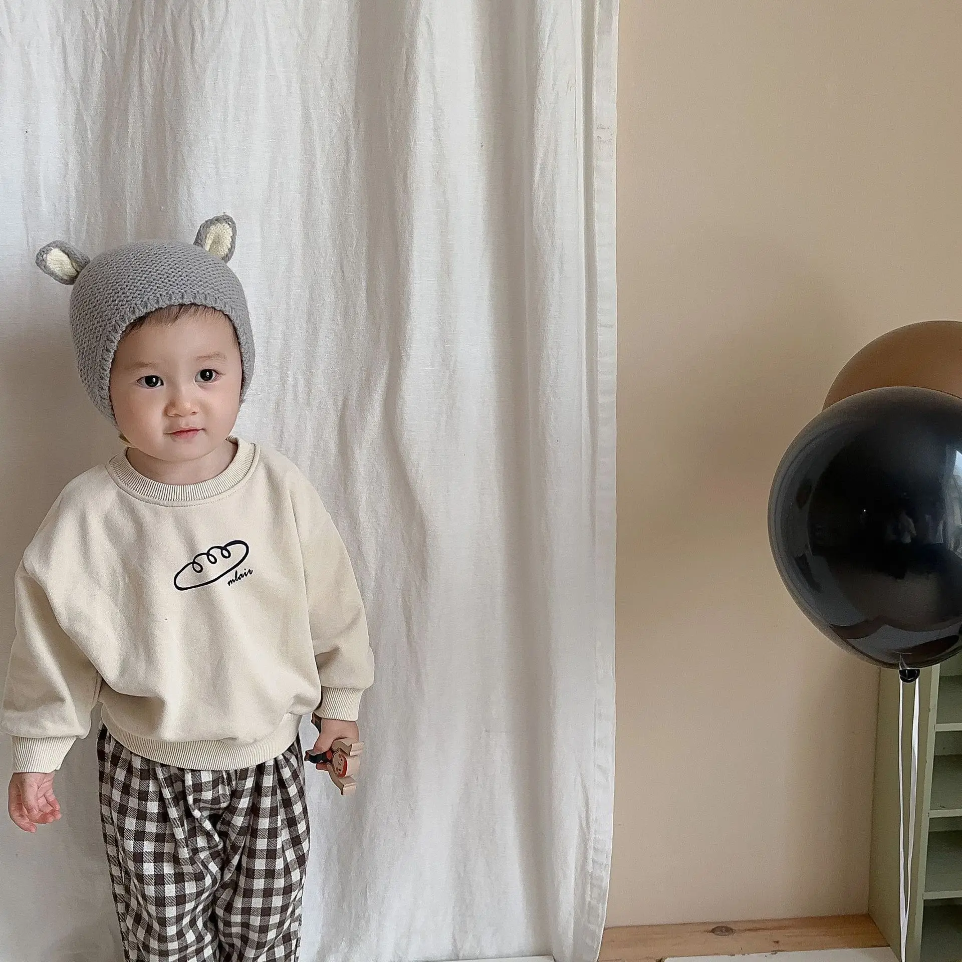 Generisch T-shirt Arc-en-ciel Pour Enfant - Sweat à Capuche Chaud Et Ample - Pull à Manches Longues Pour Enfant, Beige, 4-5 Ans