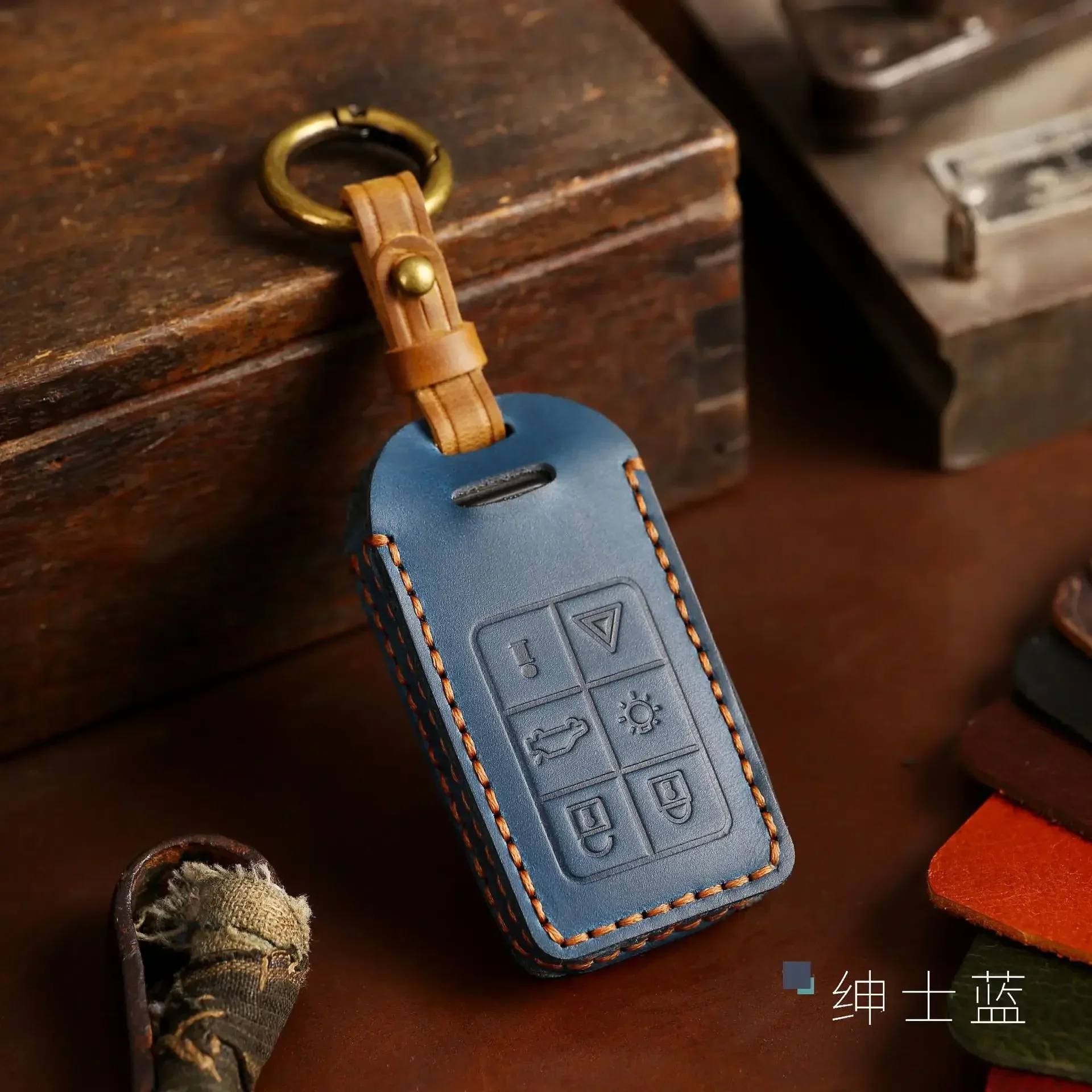 Leather Protector Fob Case key case key case cover car key shell car key chain for Volvo S60 S80 V60 XC60 XC70 S60L V40 XC90 Keyless Go Remote Car Key Cover