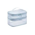 Double layer mesh cosmetic bag-blue