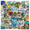 50pcs Outdoor Fishing Logo Stickers Decals Decoration Scrapbook Suitcase Luggage Motorcycles Bike Waterproof Graffiti Sticker 1