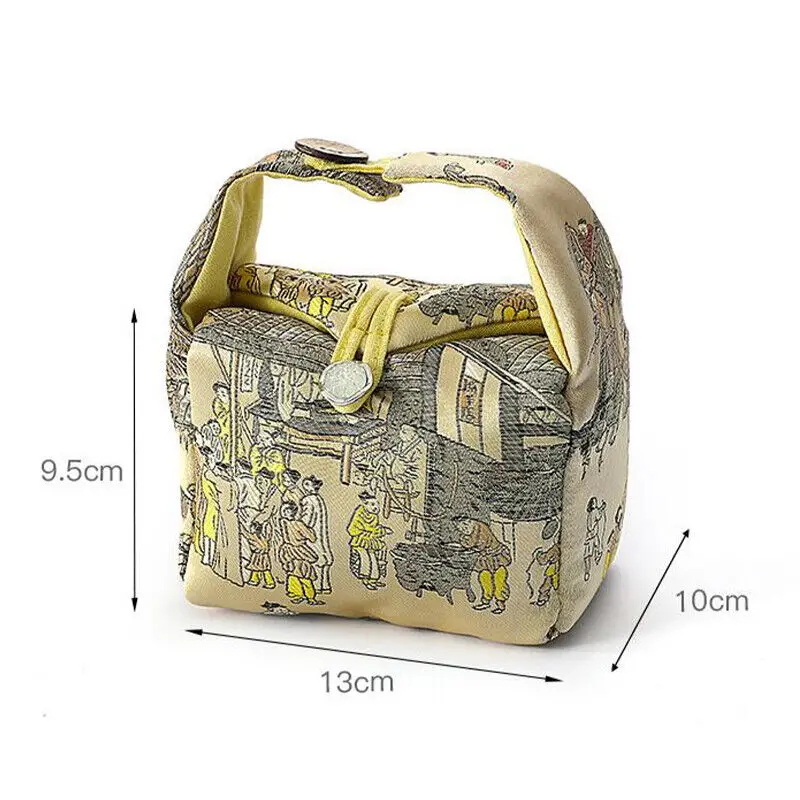 Satin Tea Set Storage Bag Teaware Storage Bag Handmade Tea Cup Portable Teapot Travel Cloth Handbag storage bags