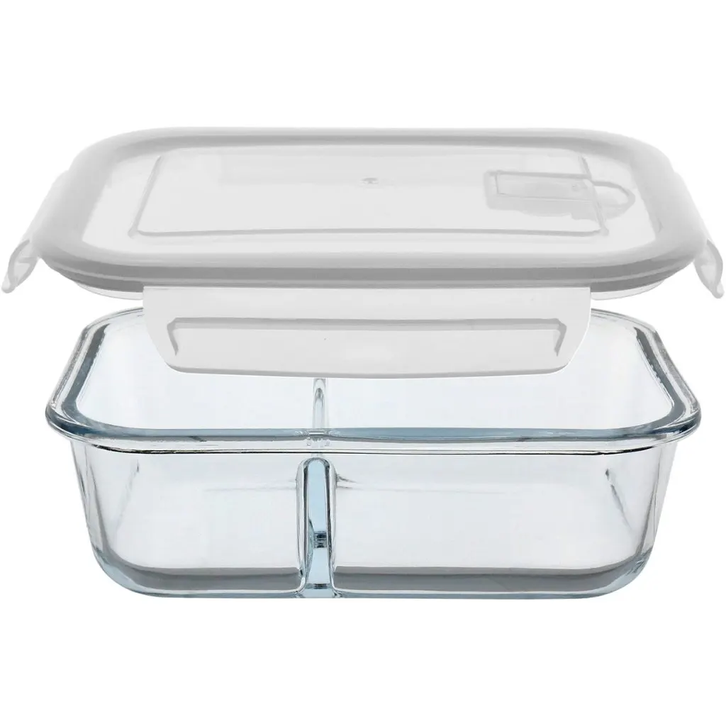 POTE DE MANTIMENTOS PARA COZINHA ORGANIZADORES HERMÉTICO COM 2 DIVISOES VIDRO 1L 21x16x7 MARMITA