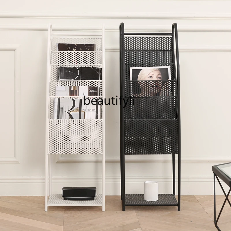 Zqnordic錬鉄製マガジンラック画像ブックラック新聞棚床リビングルーム