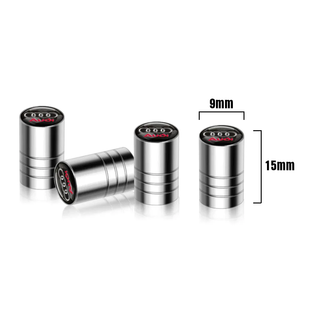 4-Piece Luxury Car Wheel Tire Valve Cap Set with Badge Emblem