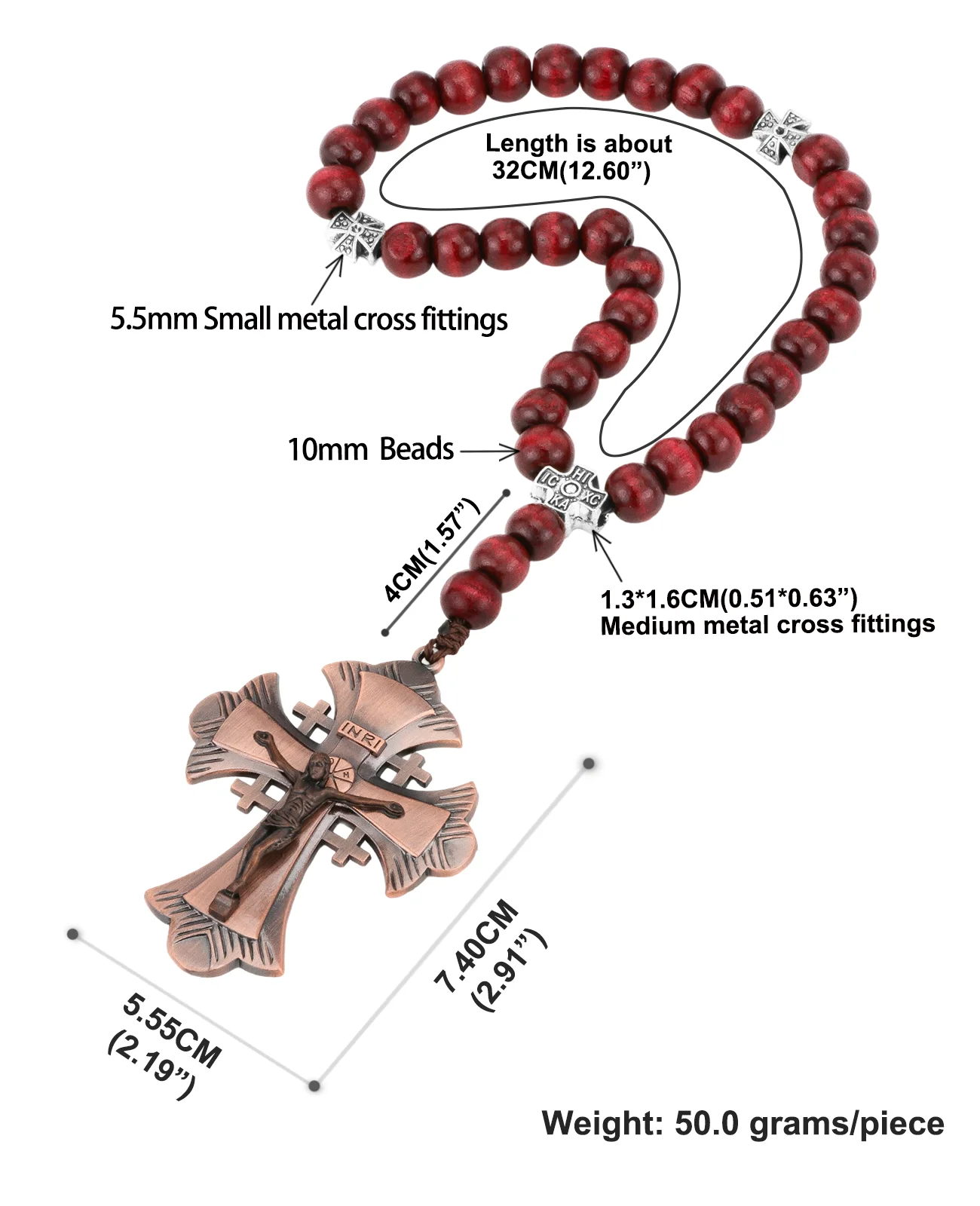 INRI Jerusalem Cross Pocket Rosary 6