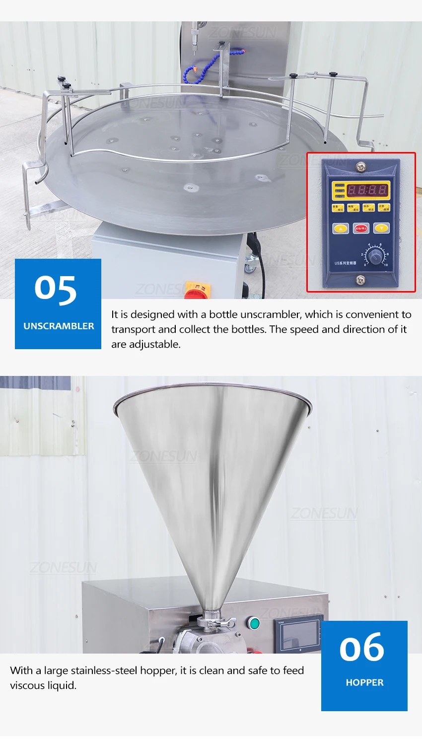 ZONESUN ZS-VTRP1 Servo Motor Rotor Pump Paste Filling Machine with Unscrambler