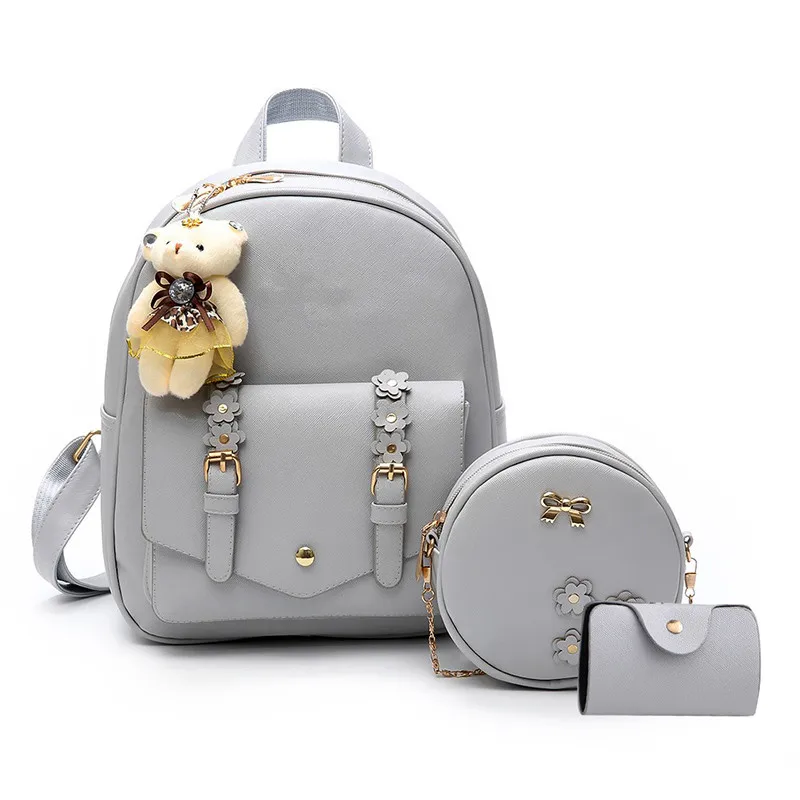 2023 New Fashion Women's PU Student Fashion Children's Mother Backpack Wallet Satchel Three Piece Set