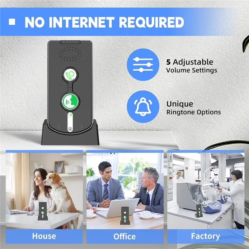 A92Z 가정용 양방향 인터콤, 볼륨 및 벨소리 조절이 가능한 무선 인터콤 시스템, 충전식 3팩