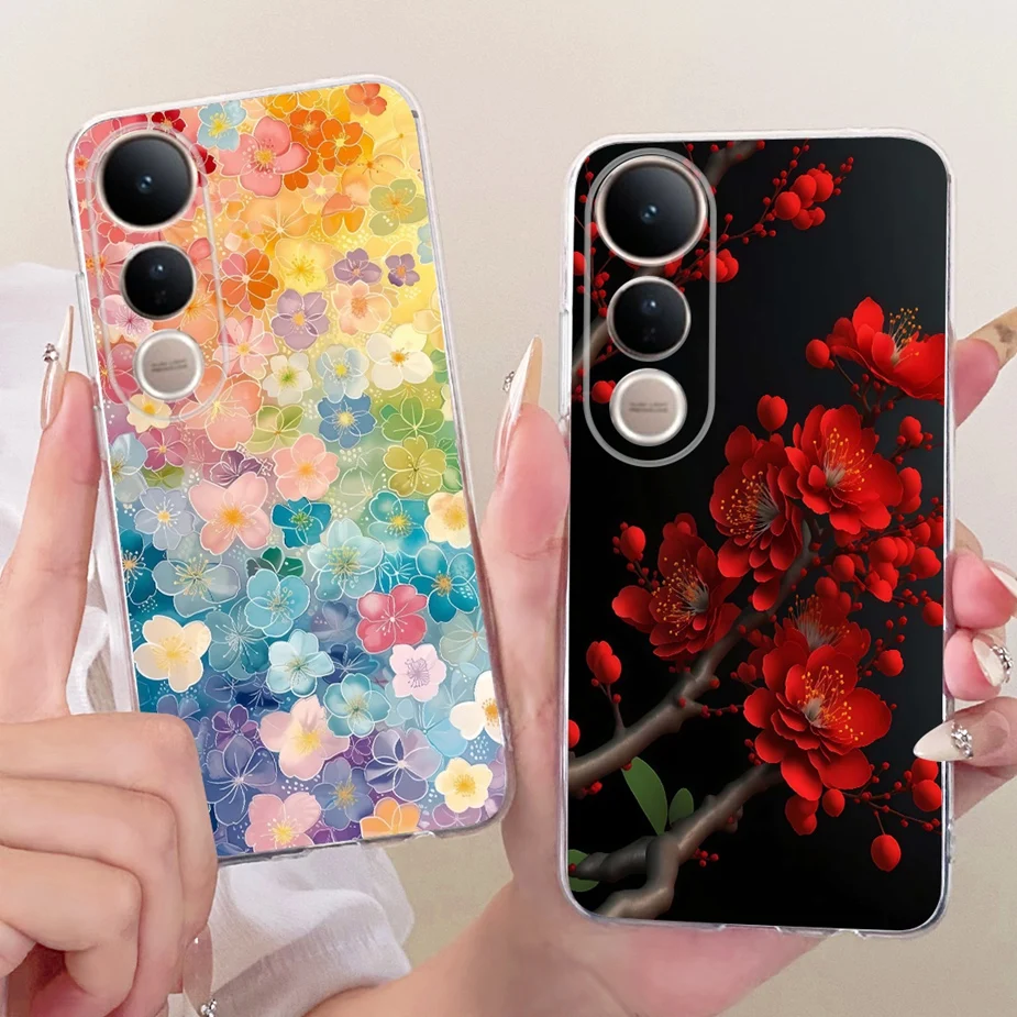 Luxury Bow Flowers Painted Soft Silicone Phone Case Cover