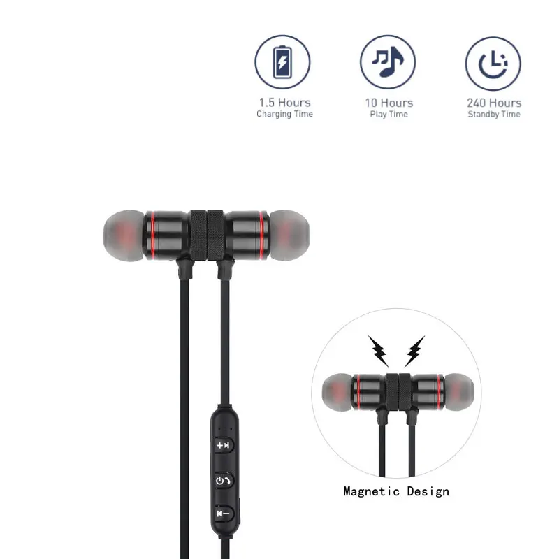 5.0 sports Bluetooth headset, wireless headset with neck, stereo headset, metal music headset with microphone ( all mobile phone