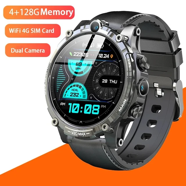 GPS 4G SIM Card Smart Watch Men Downloadable APP Android Dual Camera 1.6 Full Touch Screen Smartwatch Support Google Play WiFi