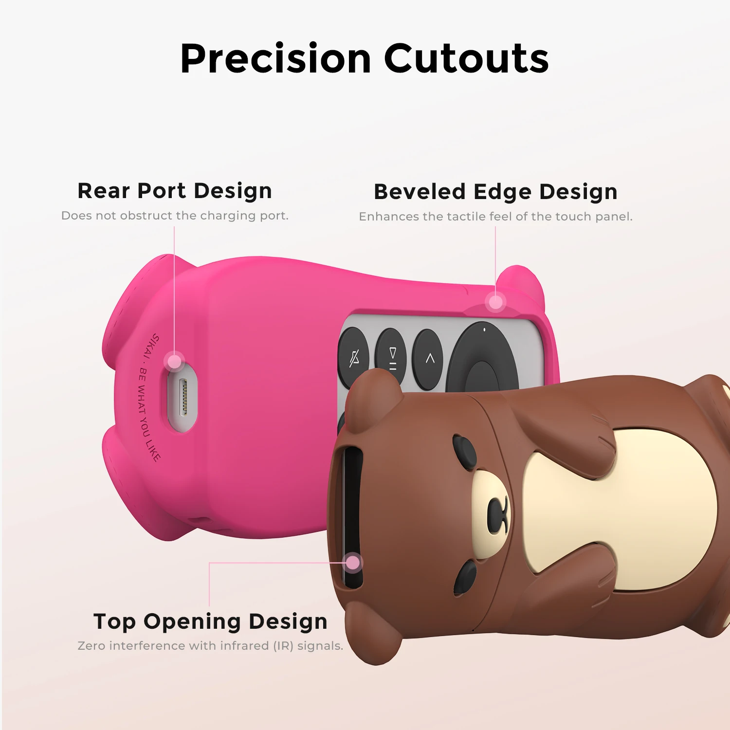 Soft Silicone Brown Bear Remote Control Case for Apple TV Siri Remote, Brown