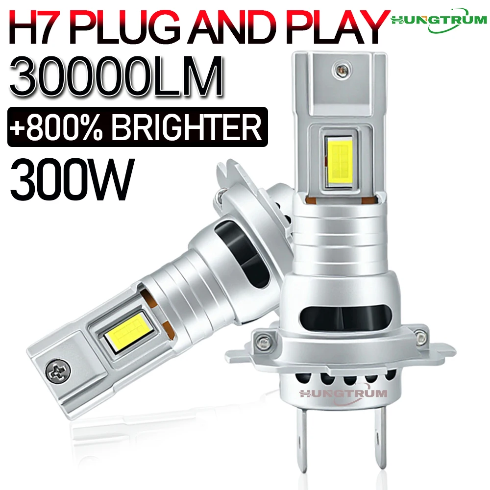 H7 LED CANBUS 헤드라이트 전구 30000LM 초고휘도 자동차 램프 팬 포함 6500K 플러그 앤 플레이 자동차용 LED H7