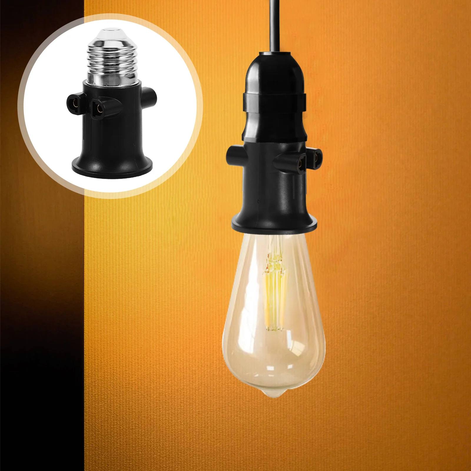 

Outlet Plug Splitter E26 Light Bulb to Dual 3-prong Outlet Plug with Pull