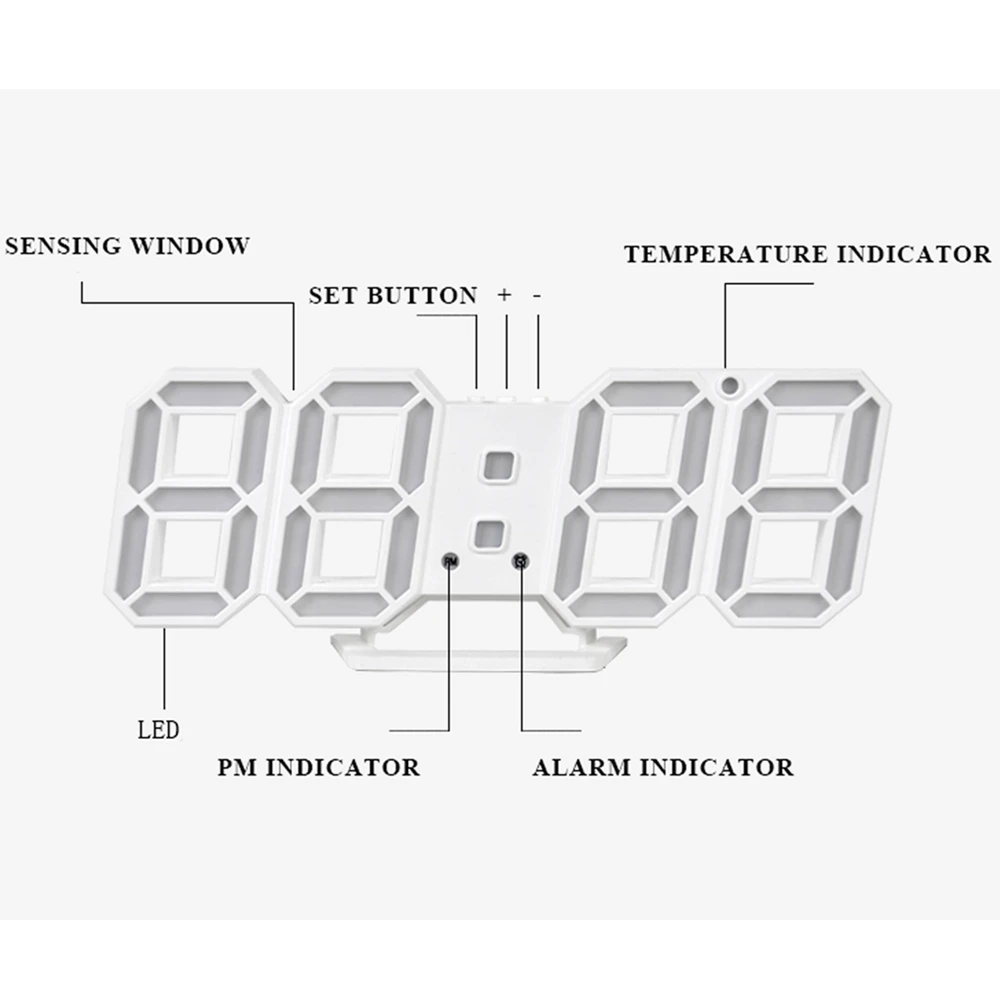 Smart 3d Digital Alarm Clock Wall Clocks Home Decor Led Digital Desk Clock with Temperature Date Time Nordic Large Table digital clock table clock lcd digital clock digital desk clock digital table clock