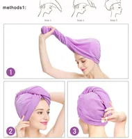 Microfiber Hair Towel Hair Towel with Button, Super Absorbent Hair Towel Wrap for Curly Hair, Fast Drying Hair Wraps 2
