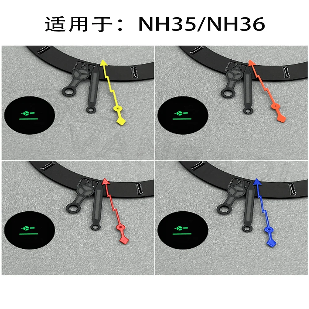 시계용 초침 번개 시계, S NH35A NH36 무브먼트 시계 바늘, 녹색 및 파란색 루멘 시계 액세서리, NH35, 7.5mm * 12mm * 13mm