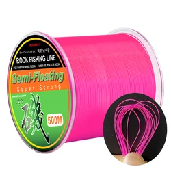 Colorful Semi-Floating Monofilament Nylon Fishing Line - 500m - 0.50mm-37.5LB-8.0 (500M Pink)
