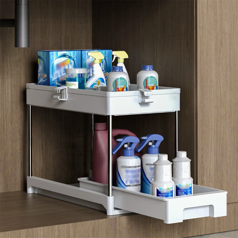 Kitchen Under Sink Organizer Under Sink Bathroom Storage Shelves 2 Tier