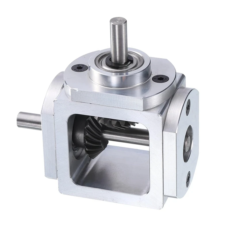 Motor Gear Transmission Gear 90 Degree Right Angle Bevel Gear-Box 1:1 Single Output Shaft 1 Module 20 Teeth Aluminum Frame