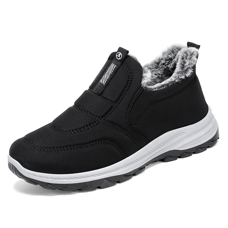 Winter Men Snow Boots Thick Fur Non-slip Sneakers Slip on Cotton