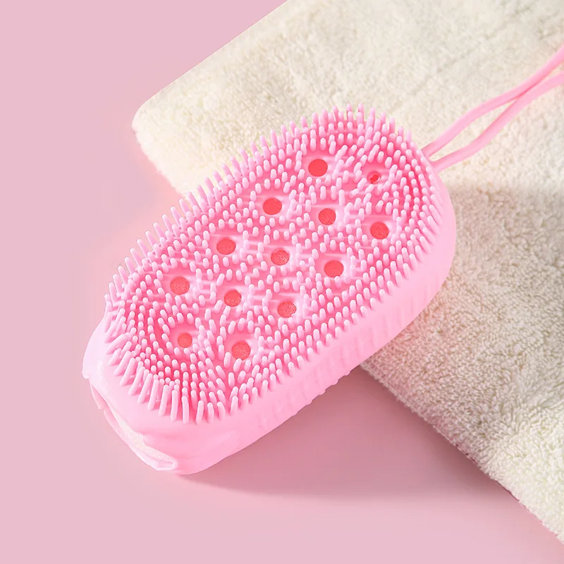 Double-Sided Massage Scalp Backrubbing Bath Massage Brush, Skin Clean Shower Brushes, Silicone Bubble Bath Brush