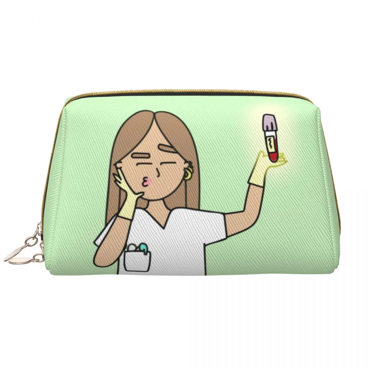 thumbnail image 1 of Bolsa de cosméticos de gran capacidad para enfermeras, bolsa de maquillaje de cuero resistente al agua, neceser para mujer, regalo de enfermera, kit de artículos de tocador, 1 of 5
