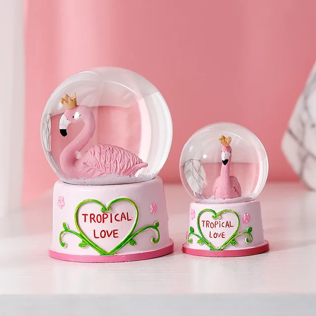 Kreatív Flamingo Hógömb Kristály Üveggömb Led Világító Íróasztal Díszek Retro Kézműves Otthoni Dekoráció Születésnapi Karácsonyi Ajándék