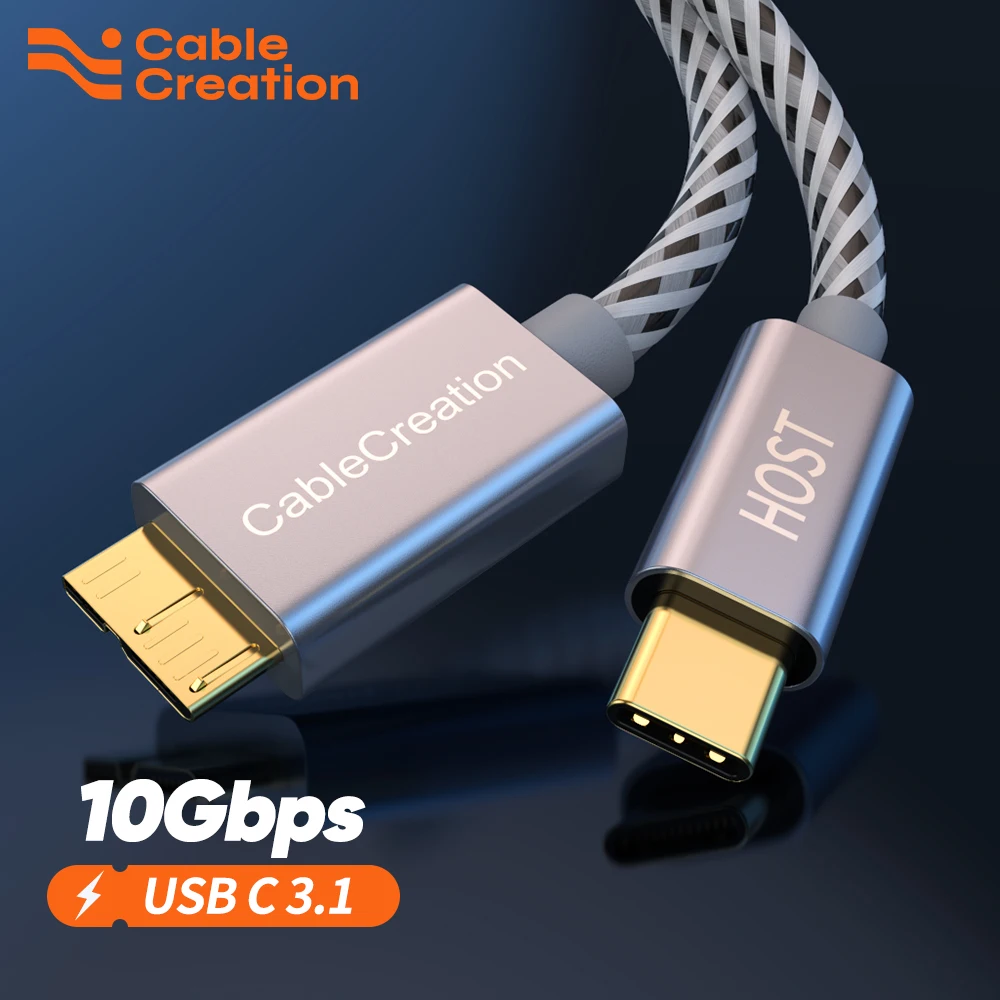 CableCreation Cable USB tipo C a Micro B, Cable de disco externo de datos rápidos de 10gbps, para SSD, PC, MacBook Pro, 0,3 m, 1m| | - AliExpress