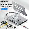 4K 60Hz Type C Docking Station Aluminum Alloy Laptop Stand USB3.0 PD RJ45 HDMI USB Hub 9 in 1 Adapter Dock for Laptop Tablet 1
