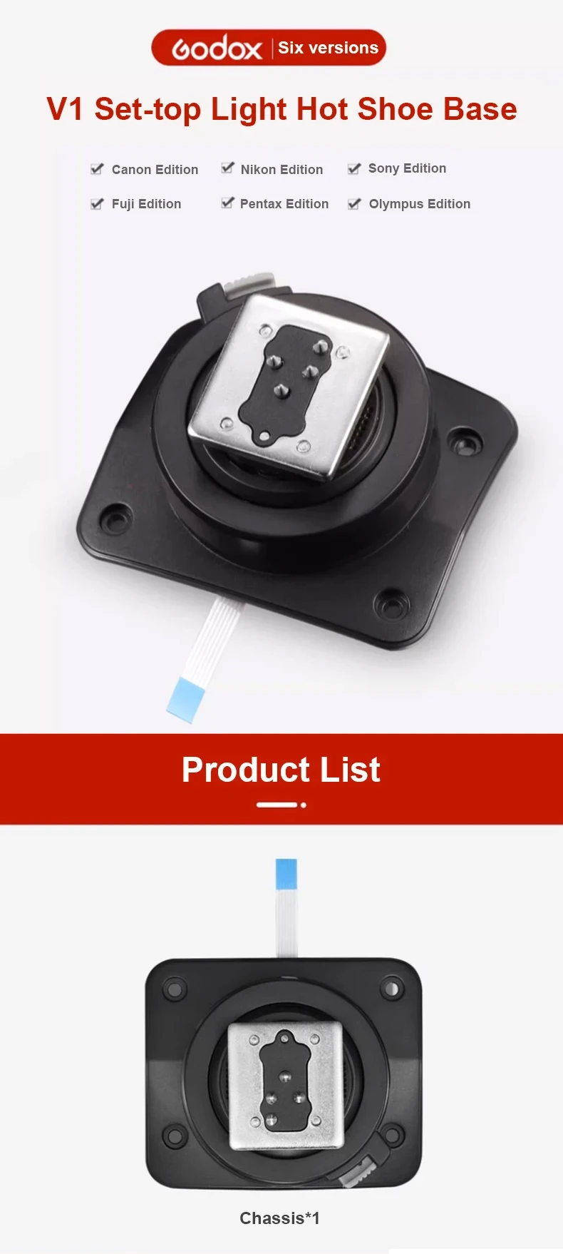 Description Picture 2 of itemGodox V1 V860III Flash Hot Shoe Replace Accessories Compatible Speedlite V1C V1N V1S V1F V1O V1P Hot Shoe for Iconic Brand Nikon Iconic Brand
