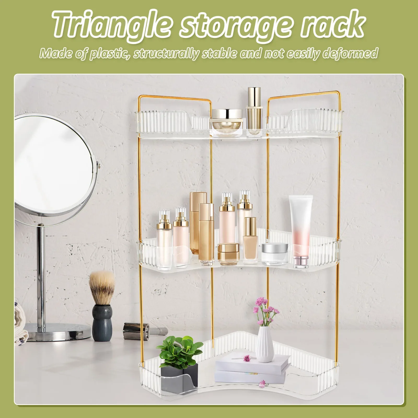 3 Layers Makeup Organizer Corner Desktop Cosmetic Rack Bathroom Clear Perfume Skin Care Product Storage Rack Multipurpose 3