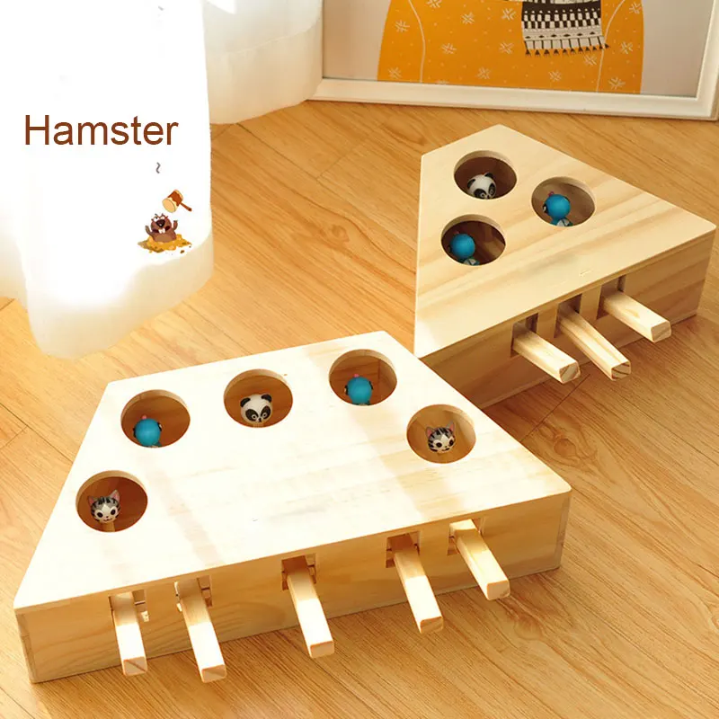 Wooden Cat Whack-a-mole Toy Cat Toy Hamster Toys Wooden Cat Toys For Play With Cat Cat Hamster Wooden Cute Funny 4