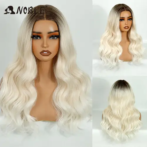Noble 24Inch Synthetic Lace Front Wig Blonde Ombre Body Wave Hot Sale Fast Shipping Heat Resistant Glueless Wig for Women Daily - Image 8