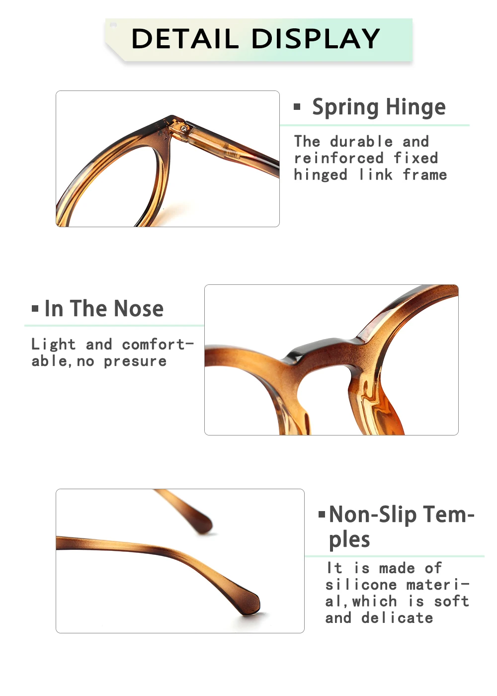 Henotin New Men And Women Presbyopia Reading Glasses Portable Oval Frame Spring Hinge Reader Eyes Diopter 0~+ 6.00 4