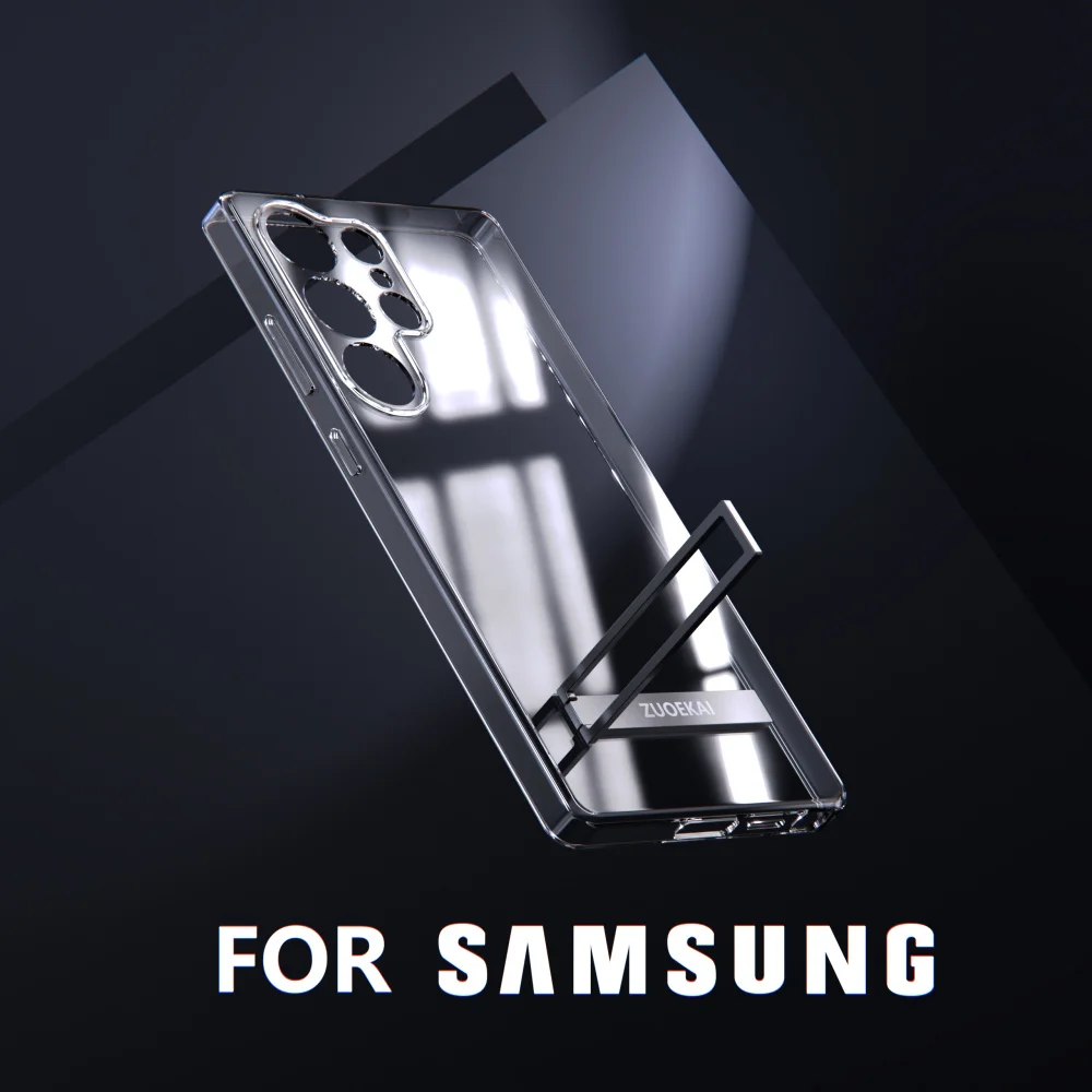 Luxury Transparent Kickstand Case with Holder - Soft TPU Shockproof Cover