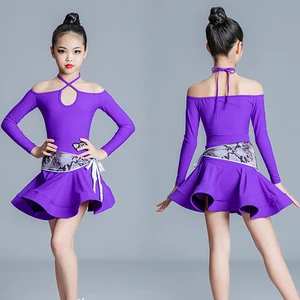 Платье для латиноамериканских танцев, без бретелек, фиолетовое, SL8051