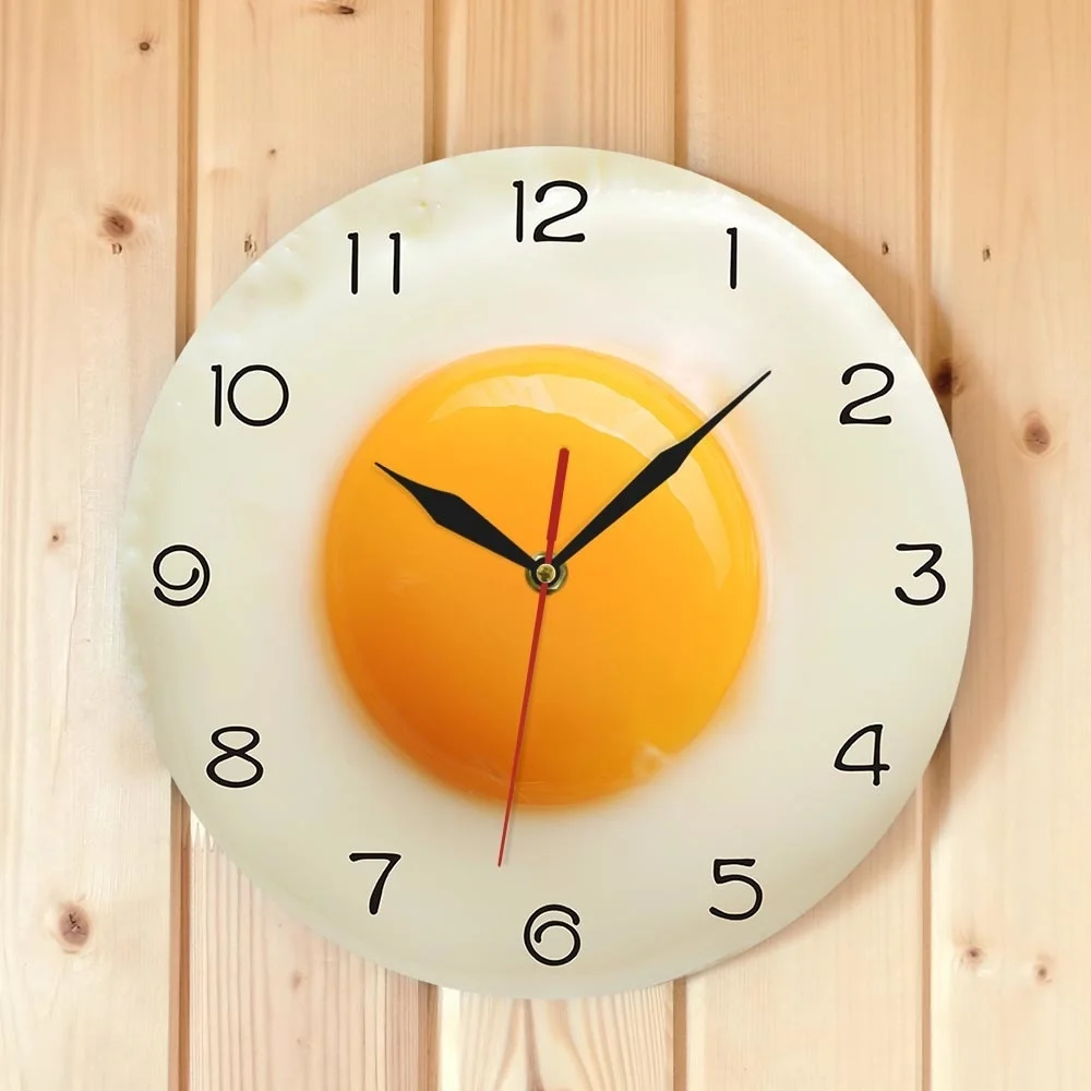 New Fried Egg Kitchen Wall Clock Modern Design 3D Wall Clock Breakfast Food Wall Art Dining Home Decor Silent Wall Watch