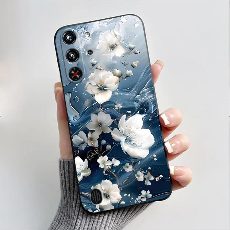 Soft Silicone Black Shell with Cute Flower Design - Protective Case