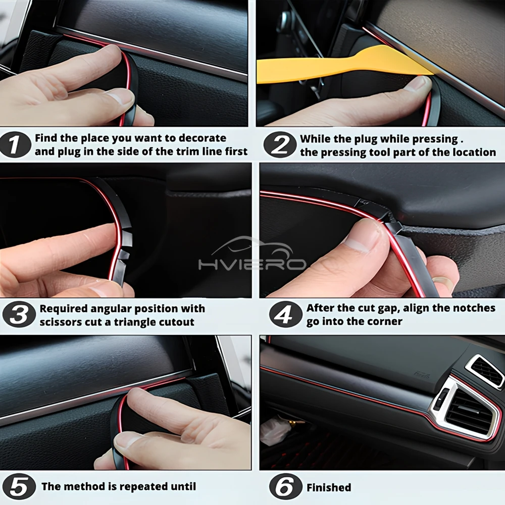 1X Car Moulding Decoration Flexible Strips 5M Interior Auto Mouldings Car Cover Trim Dashboard Door Edge Car-styling Universal