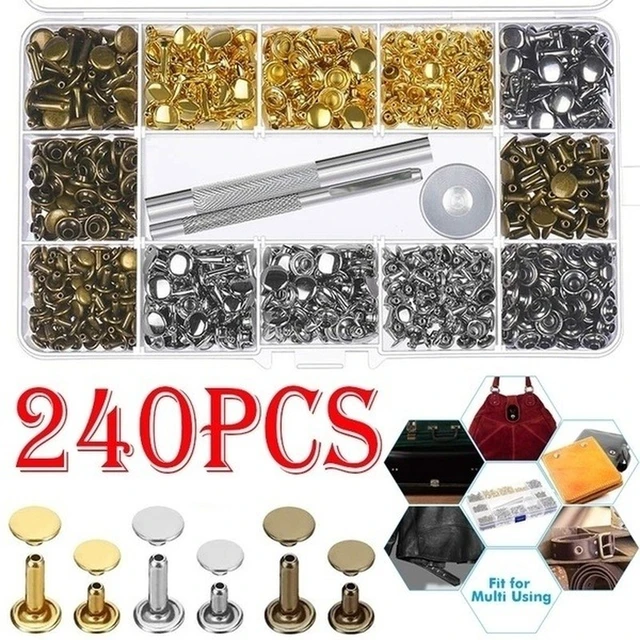 240 Set Double Cap Rivets With 3pcs Fixing Tools For Jackets Belts Jeans  Bags Clothing Fabric Leather Craft Diy Accessories Tool - Garment Rivets -  AliExpress