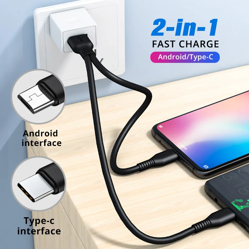   마이크로 USB C타입 케이블 휴대폰 충전기, 더블 C타입 마이크로 조명 장치 충전 코드, 아이폰 15 용 고속 충전, 2 in 1 