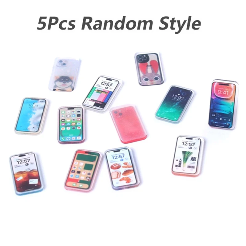 5 Stücke 1:12 Puppenhaus Miniatur Handy Simulation Smartphone Modell Kinder Pretend Spielen Spielzeug Puppenhaus Zubehör