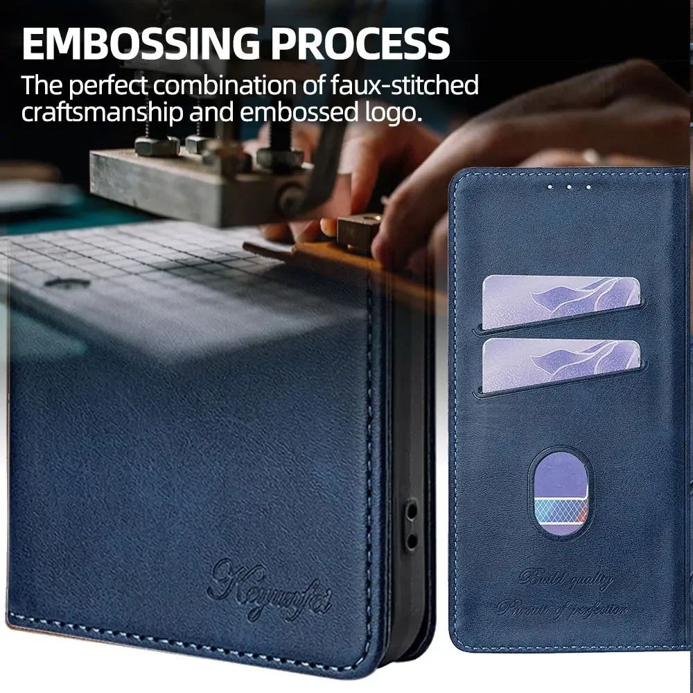 Classic Magnetic Flip Case with Card Slots and Book Cover Design