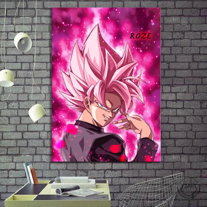 

Dragon Ball Super Black Goku Animation Art Frameless Painting Cartoon Wall Sticker Canvas Art Wall Decor Paintings birthday gift